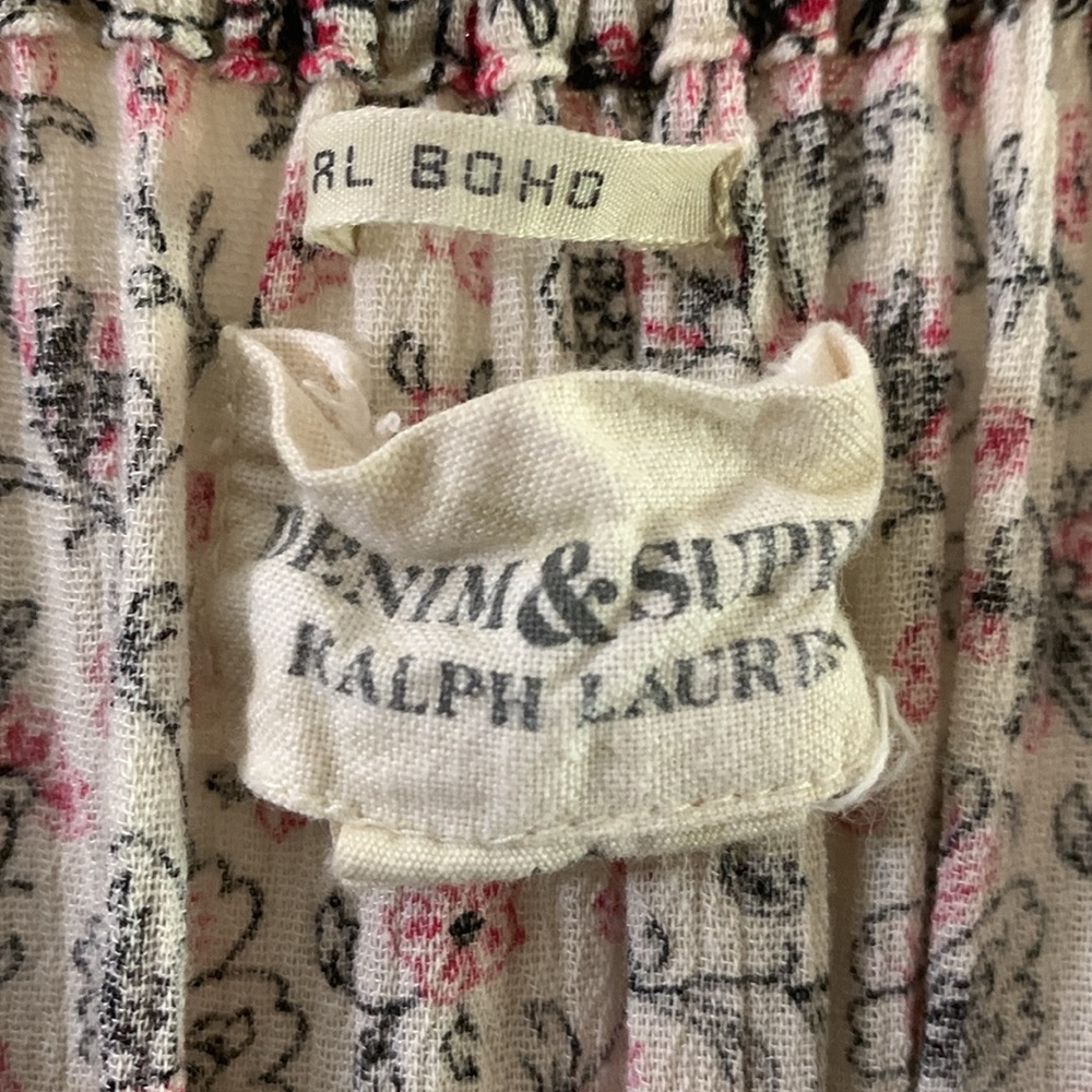 Ralph Lauren Pink, Black and White Cuffed Sleeve Blouse Relaxed Tiered Smocked - Picture 5 of 9